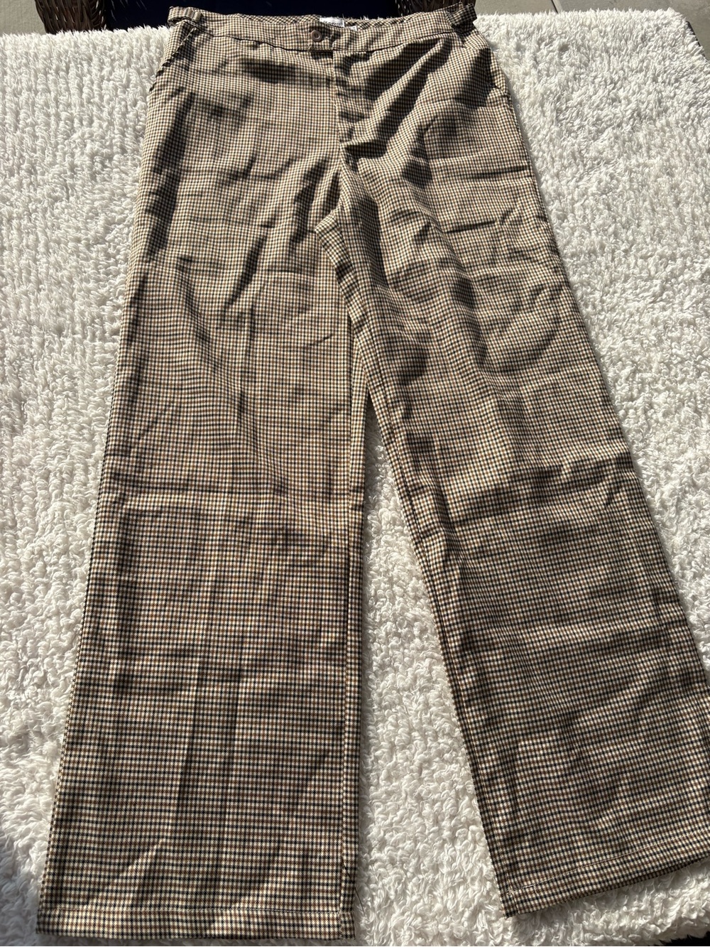Princess Polly Houndstooth Straight-Leg Dress Pants - Brown/Black